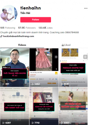  Kênh tiktok @tienhaihn chia sẻ bí quyết kinh doanh thời trang thành công